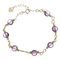 améthyste bracelet, avec Doublé or, 14K rempli d’or, pour femme, violet, 16x6.5mm,8x4mm, Longueur:Environ 7 pouce, Vendu par PC