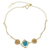 Apatites Bracelet, with Gold Filled, 14K gold-filled, for woman, blue, 10x10mm,6.5mm,1mm, Length:Approx 7.5 Inch, Sold By PC