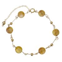 quartz rutile bracelet, avec Doublé or, avec 2 lnch chaînes de rallonge, 14K rempli d’or, pour femme, Or, 8mm,3mm, Vendu par PC