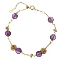 améthyste bracelet, avec Doublé or, 14K rempli d’or, pour femme, violet, 6mm,6.5mm,1mm, Longueur:Environ 7.5 pouce, Vendu par PC