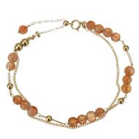 Strawberry Quartz Bracelet, with Gold Filled, 14K gold-filled, for woman, golden, 5mm,1mm, Length:Approx 7 Inch, Sold By PC