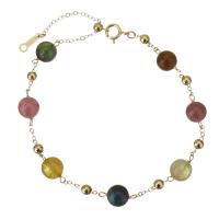 Tourmaline Bracelet, with Gold Filled, 14K gold-filled, for woman, multi-colored, 6mm,3mm, Length:Approx 8 Inch, Sold By PC