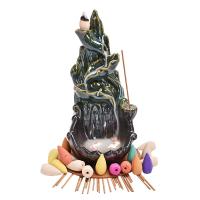 Backflow Incense Burner, Porcelain, plated, for home and office & durable, 98x205mm, Sold By PC