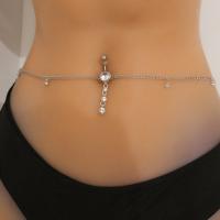 Iron Waist Chain platinum color plated for woman & with rhinestone nickel lead & cadmium free Sold By PC