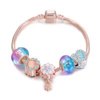 Brass Bracelet & Bangle with Lampwork & Zinc Alloy plated for woman & enamel & with rhinestone Sold By PC