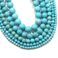 Turquoise Beads, Round, polished, DIY, blue, Sold Per 38 cm Strand
