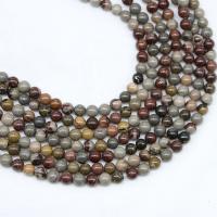 Chinese Painting Stone Beads, Round, polished, DIY, mixed colors, Sold Per 38 cm Strand
