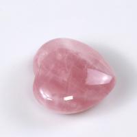 quartzo rosa enfeites, Coração, polido, rosa, 45x45x20mm, vendido por PC