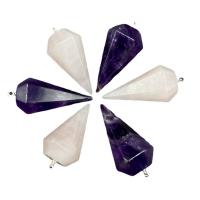 Quartz Pendulum Pendant, with Agate, Teardrop, Unisex, more colors for choice, 35x17mm, Sold By PC