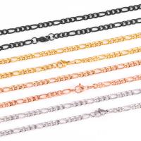Stainless Steel Chain Necklace, with Titanium Steel, plated, figaro chain, more colors for choice, Sold By PC