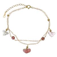 Strawberry Quartz Bracelet, with Gold Filled, 14K gold-filled, for woman, grey, 19.5x6mm,4mm,1.2mm, Length:Approx 6 Inch, Sold By PC