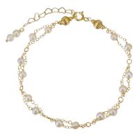 perla d'acquadolce coltivata naturalmente braccialetto, with Gold-filled, 14K pieno d'oro, per la donna, bianco, 3.5mm,1.2mm, Venduto da PC
