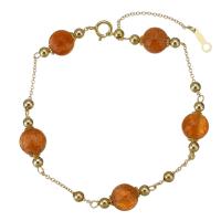 Strawberry Quartz Bracelet, with Gold Filled, 14K gold-filled, for woman, gold, 7mm,1mm, Length:Approx 7.5 Inch, Sold By PC