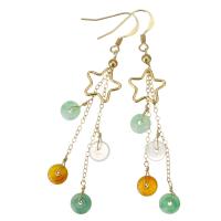 Jadeite Drop Earring, with Gold Filled, 14K gold-filled, for woman, green, 63mm,11x11mm,6mm, Sold By Pair