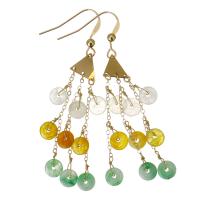 Jadeite Drop Earring, with Gold Filled, 14K gold-filled, for woman, mixed colors, 61mm,6mm, Sold By Pair