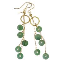 Jadeite Drop Earring, with Gold Filled, 14K gold-filled, for woman, green, 63mm,10mm,6.5x4mm, Sold By Pair