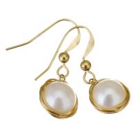 perla d'acquadolce coltivata naturalmente orecchini a goccia, with Gold-filled, 14K pieno d'oro, per la donna, bianco, 28mm,11x13mm, Venduto da coppia