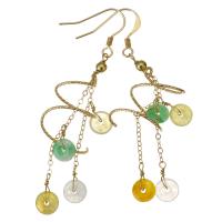Jadeite Drop Earring, with Gold Filled, 14K gold-filled, for woman, mixed colors, 60mm,6mm, Sold By Pair