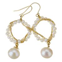 perla d'acquadolce coltivata naturalmente orecchini a goccia, with Gold-filled, 14K pieno d'oro, per la donna, bianco, 56mm,10x12mm, Venduto da coppia