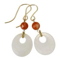 Hetian Jade Drop Earring, with Gold Filled, 14K gold-filled, for woman, white, 35mm,13x15mm, Sold By Pair