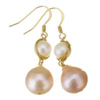 perla d'acquadolce coltivata naturalmente orecchini a goccia, with Gold-filled, 14K pieno d'oro, per la donna, bianco, 39mm,11x14mm, Venduto da coppia