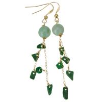 Jadeite Drop Earring, with Gold Filled, 14K gold-filled, for woman, green, 73mm,9mm, Sold By Pair