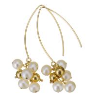 Perlas cultivadas de agua dulce Pendientes con Colgantes, con Oro-llenado, 14K lleno de oro, para mujer, Blanco, 50mm,6mm, Vendido por Par