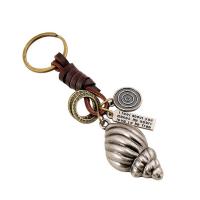 Tibetan Style Key Clasp, with PU Leather, Conch, Unisex, nickel, lead & cadmium free, 130x30mm, Sold By PC