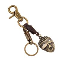 Tibetan Style Key Clasp, with PU Leather, Unisex, nickel, lead & cadmium free, 140x30mm, Sold By PC