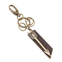Tibetan Style Key Clasp, with PU Leather, Unisex, nickel, lead & cadmium free, 170x30mm, Sold By PC