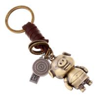 Tibetan Style Key Clasp, with PU Leather, Pig, Unisex, nickel, lead & cadmium free, 115x30mm, Sold By PC
