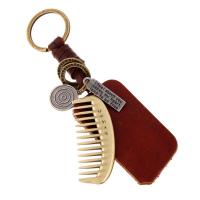 Tibetan Style Key Clasp, with PU Leather, Unisex, nickel, lead & cadmium free, 138x30mm, Sold By PC