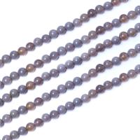 Perles agates grises naturelles, agate grise, Rond, DIY, gris, Vendu par 38 cm brin