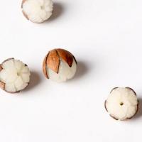 Bodhi Root Beads, with Wood, Flower, Carved, white, 17-18mm, Sold By PC