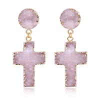 Resin Earring with Zinc Alloy Cross for woman Sold By Pair