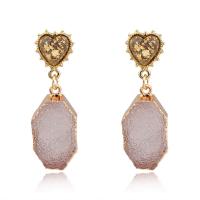 Resin Earring with Zinc Alloy imitation gemstone & for woman Sold By Pair