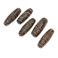 Ágata natural tibetano Dzi Beads, Ágata tibetana, Tambor, DIY, marrom, 30x10x2mm, Buraco:Aprox 2mm, vendido por PC