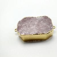 Quartz Connector, Rose Quartz, with Brass, plated, pink, 37x25mm, Sold By PC