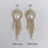 Rhinestone Brass Pendants with pearl plated with cubic zirconia golden Sold By Bag