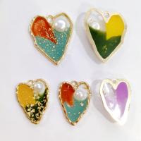 Tibetan Style Enamel Pendants, Heart, plated, with pearl, more colors for choice, 27x20mmuff0c35x29mm, 10PCs/Bag, Sold By Bag