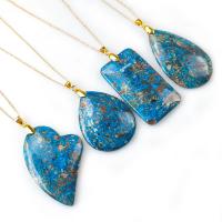 Agate Necklace, Tibetan Style, with Blue Agate, blue, 60mm, Length:60 cm, Sold By PC