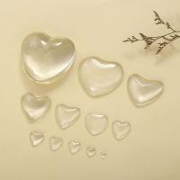 Cabochão de vidro, cristal, Coração, polido, Para a gema de tempo cabochon, transparente branco, 1000PCs/Bag, vendido por Bag