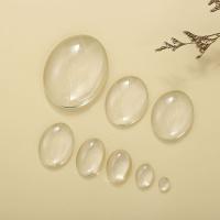 Cabochões de cristal, elipse, polido, Para a gema de tempo cabochon, transparente branco, 1000PCs/Bag, vendido por Bag