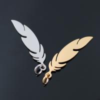 Stainless Steel Pendants Feather plated fashion jewelry & DIY Sold By Bag