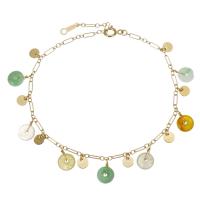 Jadeite Bracelet, with Gold Filled, 14K gold-filled, for woman, mixed colors, 6mm,4mm,1.5mm, Length:Approx 2 Inch, Sold By PC