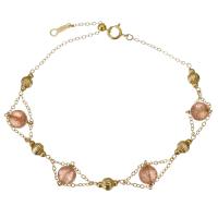 Strawberry Quartz Bracelet, with Gold Filled, 14K gold-filled, for woman, pink, 6mm,4mm,1.2mm, Length:Approx 7.5 Inch, Sold By PC