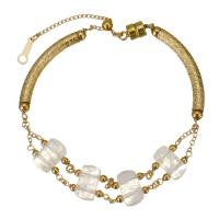 Moonstone bracelet, avec Doublé or, 14K rempli d’or, pour femme, blanc, 5x9mm,3mm, Vendu par PC