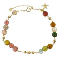 Tourmaline Bracelet, with Gold Filled, with 1.6 lnch extender chain, 14K gold-filled, for woman, multi-colored, 1x3mm,6mm, Length:Approx 6.5 Inch, Sold By PC