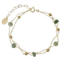 Gold Filled Jewelry, Jadeite, with Gold Filled, with 1.5 lnch extender chain, 14K gold-filled, Double Layer & for woman, green, 3x4mm,3mm,1.2mm, Length:Approx 6 Inch, Sold By PC