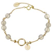 Gold Filled Jewelry, Moonstone, with Gold Filled, 14K gold-filled, for woman, grey, 6mm, Length:Approx 6.5 Inch, Sold By PC